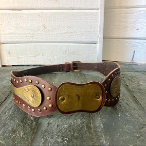 Western Boho Brown Leather Belt
